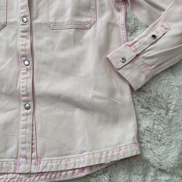 SER.O.YA Mariel Denim Button-Front Shirt Jacket Pink Size M - Picture 3 of 15